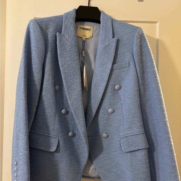 L'AGENCE Jackets & Blazers - L'AGENCE Sky Blue Tweed Kenzie Blazer NWT